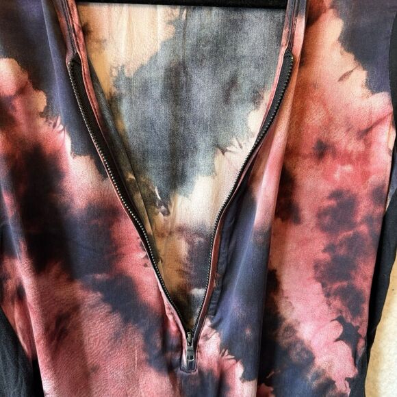 Go Silk Go Zippy Womens‎ Small Zip Front Long Sleeve Top Silk Blend Raw Hem Top - Picture 9 of 12